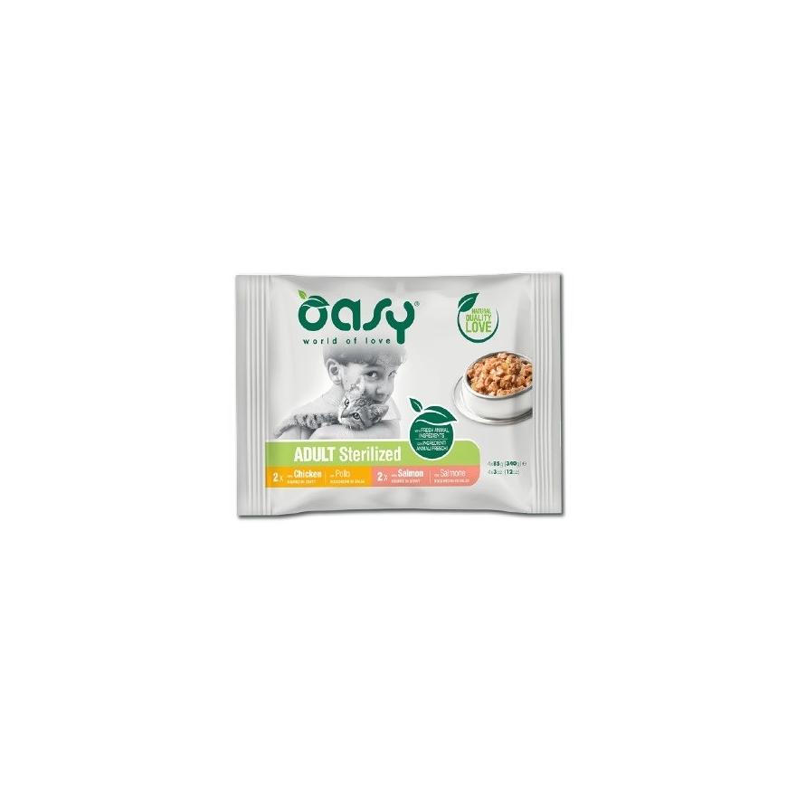 OASY kaste kastmes mitmikpakis steriliseeritud valik - märg kassitoit - 4x85g