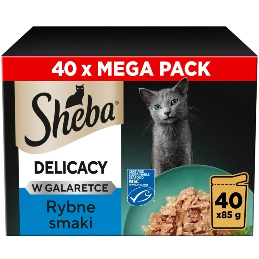 SHEBA Delikatesid kalamaitsed želees – märg kassitoit – 40×85g