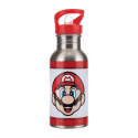 Paladone Super Mario metāla ūdens pudele ar salmiņu Paladone Super Mario metāla ūdens pudele ar salmiņu