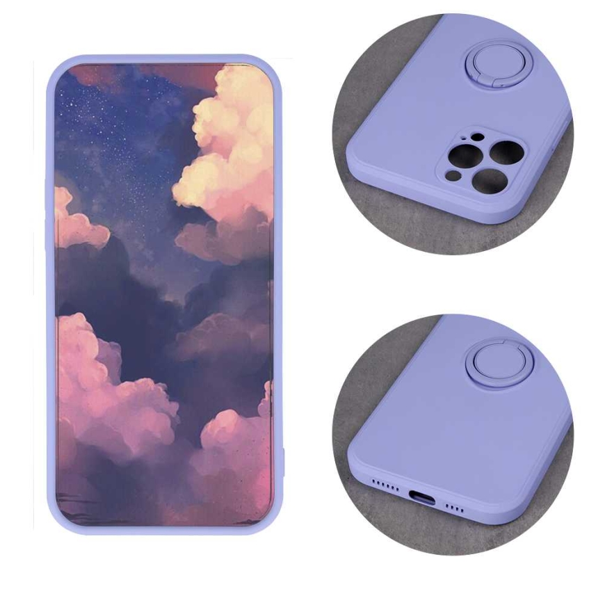 HQ Finger Grip aizmugures vāks Apple iPhone 13 Pro, purpursarkans