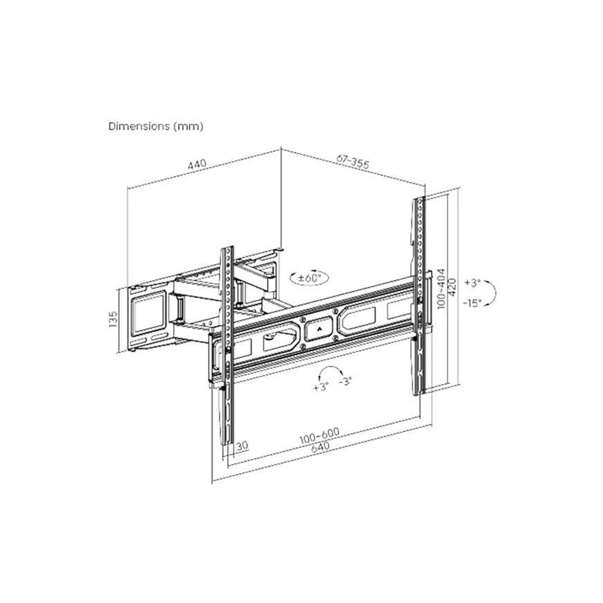 Neutralle Adjustable Mount LPA78-466, 37"-80", max. 40 kg, 100x100 - 600x400 mm VESA, 67-355 mm, black – 2
