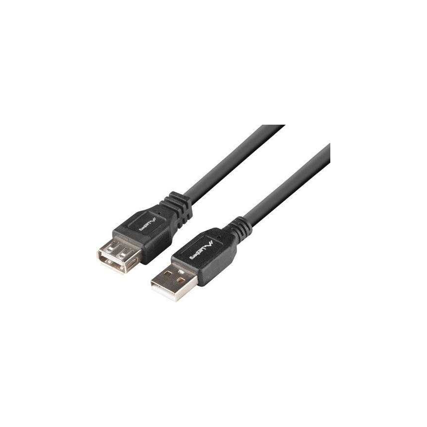 Lanberg USB-A M/F 2.0 1.8m Чёрный