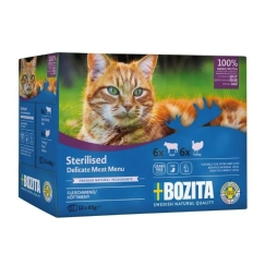 BOZITA sterilizuotų jautienos racionas želė dėžutėje – drėgnas kačių maistas – 12x85g