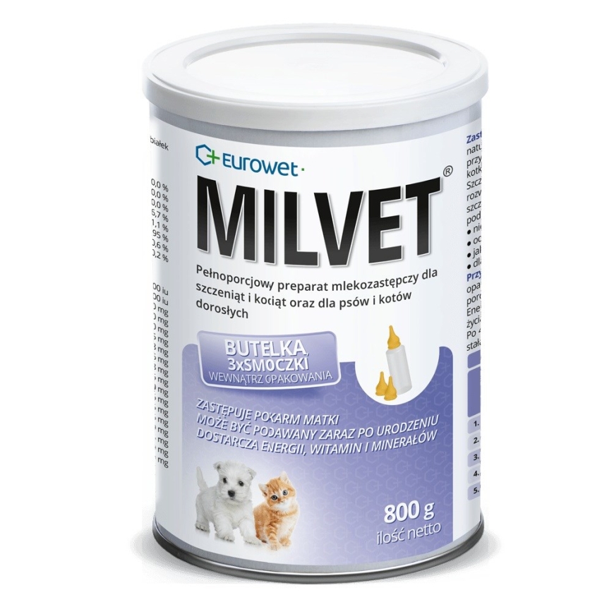 EUROWET Milvet - piena aizvietotājs suņiem un kaķiem - 800g