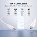 UNITEK HDMI 2.1 8K HDR kaabel valge 3M UNITEK HDMI 2.1 8K HDR kaabel valge 3M