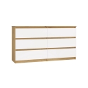 M6 MALWA CHEST OF DRAWERS 140 CM 6 DRAWERS OAK ARTISAN/WHITE