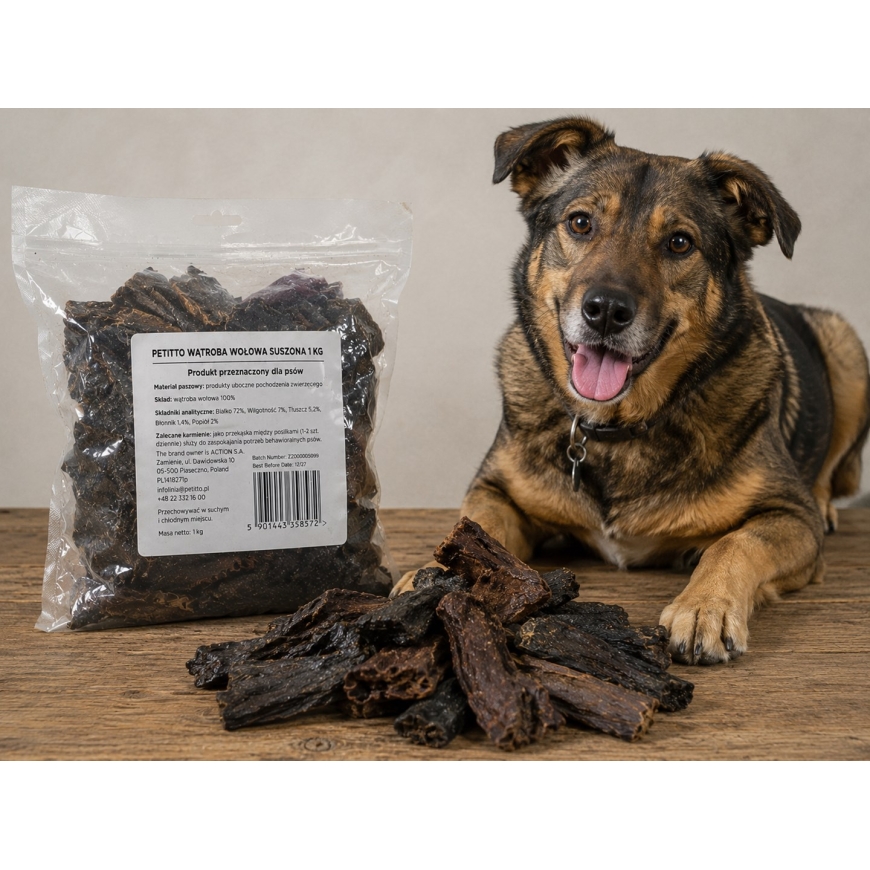 PETITTO Kuivattu naudanmaksa Mono - koiran herkku - 1kg – 4