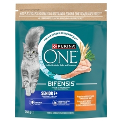 PURINA One Bifensis Senior 7+ Runsaasti kanaa - kuiva kissanruoka - 750g