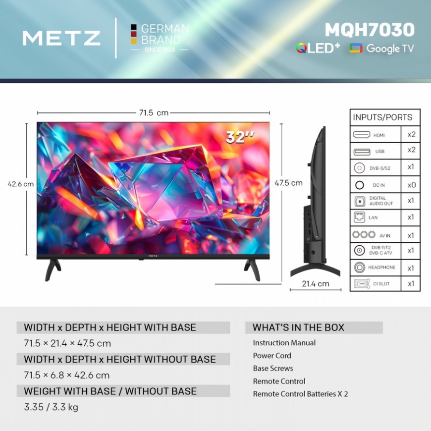 Metz MQH7030Z 81,3 см (32") HD Ready Смарт ТВ Черный – 4