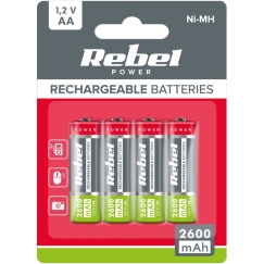 Akumulatorki REBEL AA , 2600 mAh, Ni-MH, 1,2V, 4vnt./bl , R6