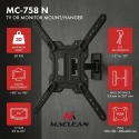 Maclean TV vai monitora kronšteins / stiprinājums, maksimāli 23–65", maksimālā slodze 30 kg, universāls, maksimālais VESA 400x40