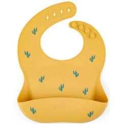 Силиконовый слюнявчик Petite&Mars, 6м+, Охра Кактусы