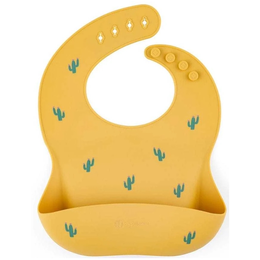 Силиконовый слюнявчик Petite&Mars, 6м+, Охра Кактусы