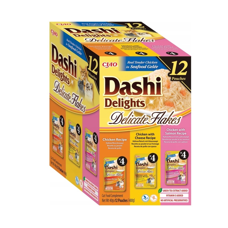 INABA Dashi Delights Herkkä hiutalemäinen kana-sekoitus - märkä kissanruoka - 12x40g