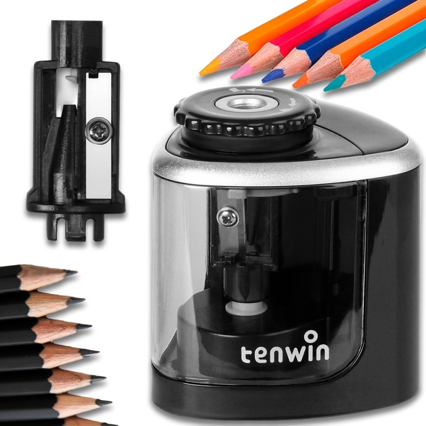 No Brand Electric Black Automatic Sharpener Chalk Sharpener with Container