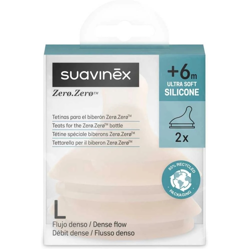 SUAVINEX KIIRE VOOL NIBUD ZERO ZERO ANTI-COLIC PUHASTITE, ALATES +6 KUU, 2 TK, HELE – 2