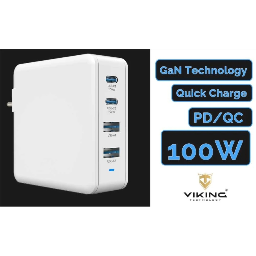 Viking Charger USB GaN 100W, PD3.0 and QC4+ support white – 3