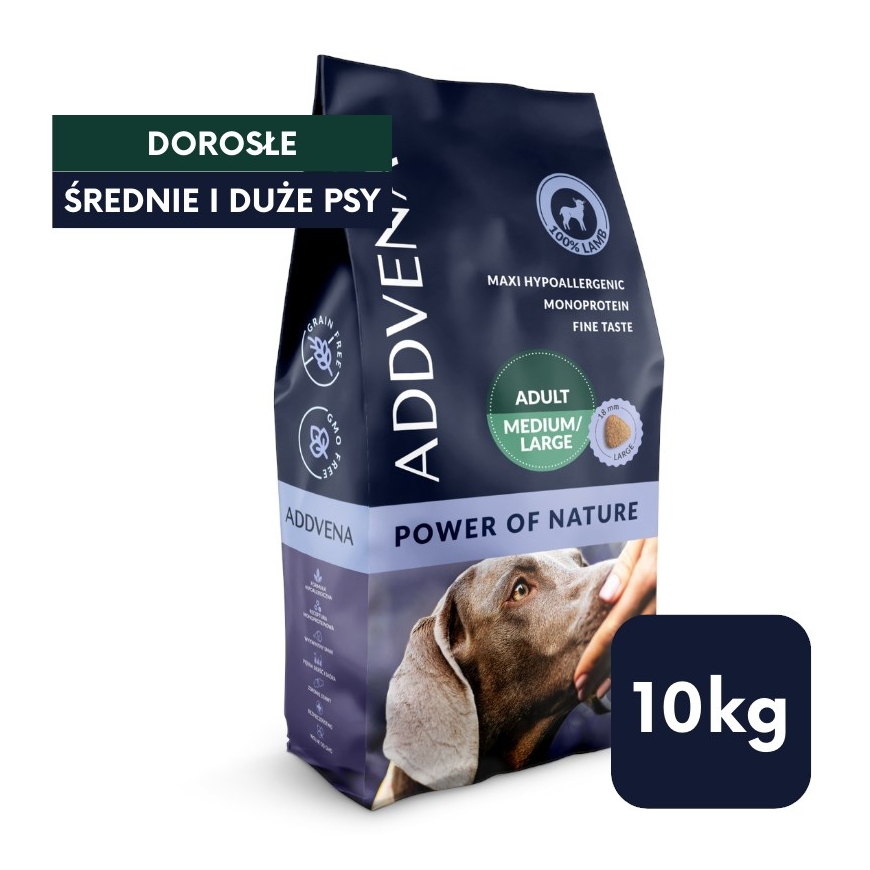 ADDVENA Power of Nature Aikuiset Keskikokoiset/Suuret Lampaasta - kuivaruoka koirille - 10kg – 2