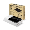 Powerbank 20 000mAh, 2x USB, 1x USB-C 22,5W, QC4+, LCD ekrāns, balts Powerbank 20 000mAh, 2x USB, 1x USB-C 22,5W, QC4+, LCD ekrāns, balts