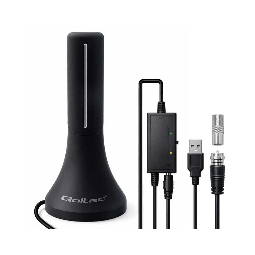 Qoltec sisäinen DVB-T/T2 TV-antenn 32dBi 4K 4m