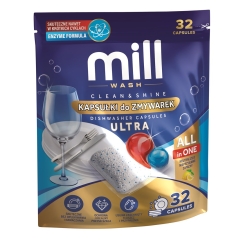 MILL CLEAN&SHINE Ultra trauku mazgājamās mašīnas kapsulas, 32 kapsulas, 3K.D