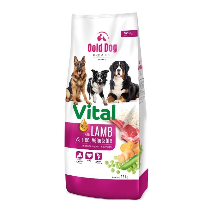 GOLD DOG Premium Vital lamb and rice - kuivtoit koertele - 12kg