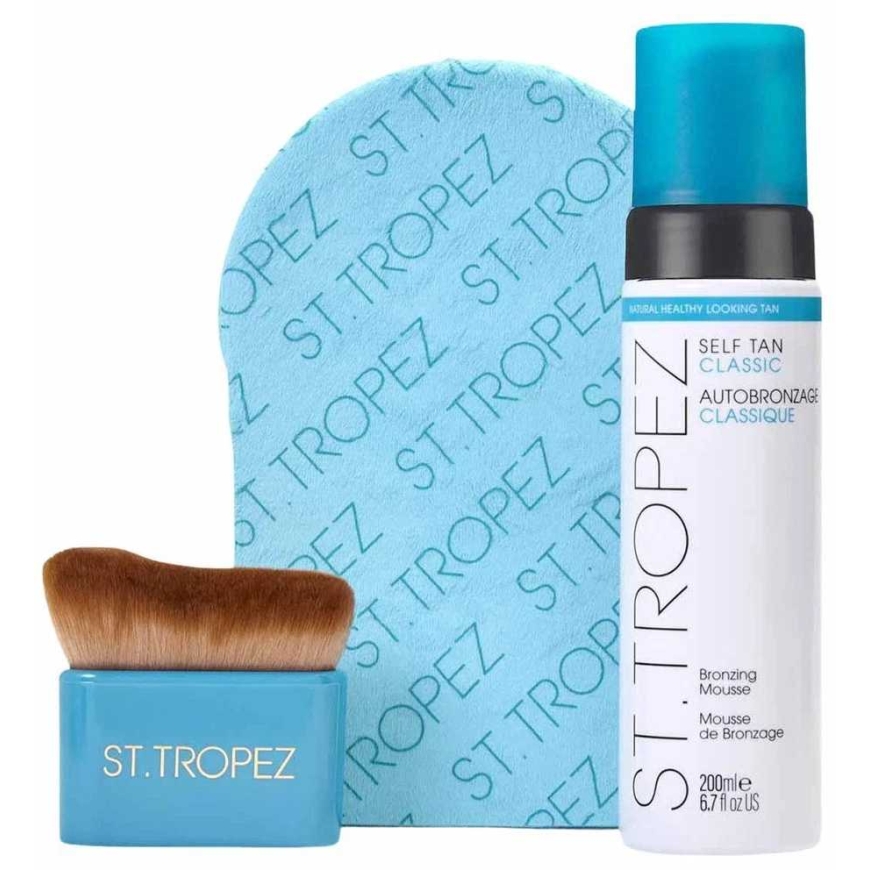 St Tropez Ultimate Tan Body Essentials Kit set Bronzing Mousse self-tanning foam 200 ml + self-tanning applicator + brush
