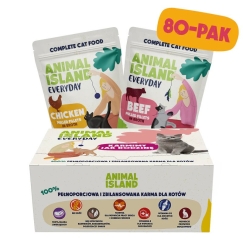 ANIMAL ISLAND Chicken / Beef Fillets in broth - wet cat food - 80x85g
