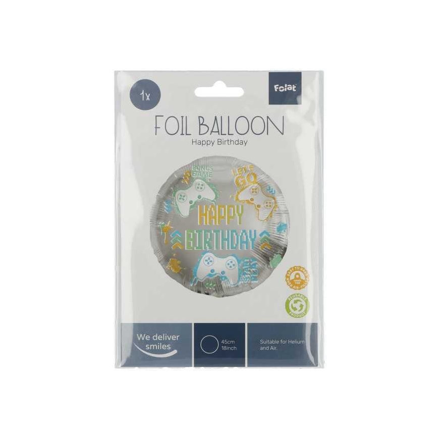 Folat foliju balons "Dzimšanas diena Spēlēšana" 45 cm