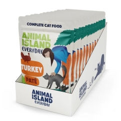ANIMAL ISLAND Pate Kalkonas - šlapias kačių maistas - 12x100g