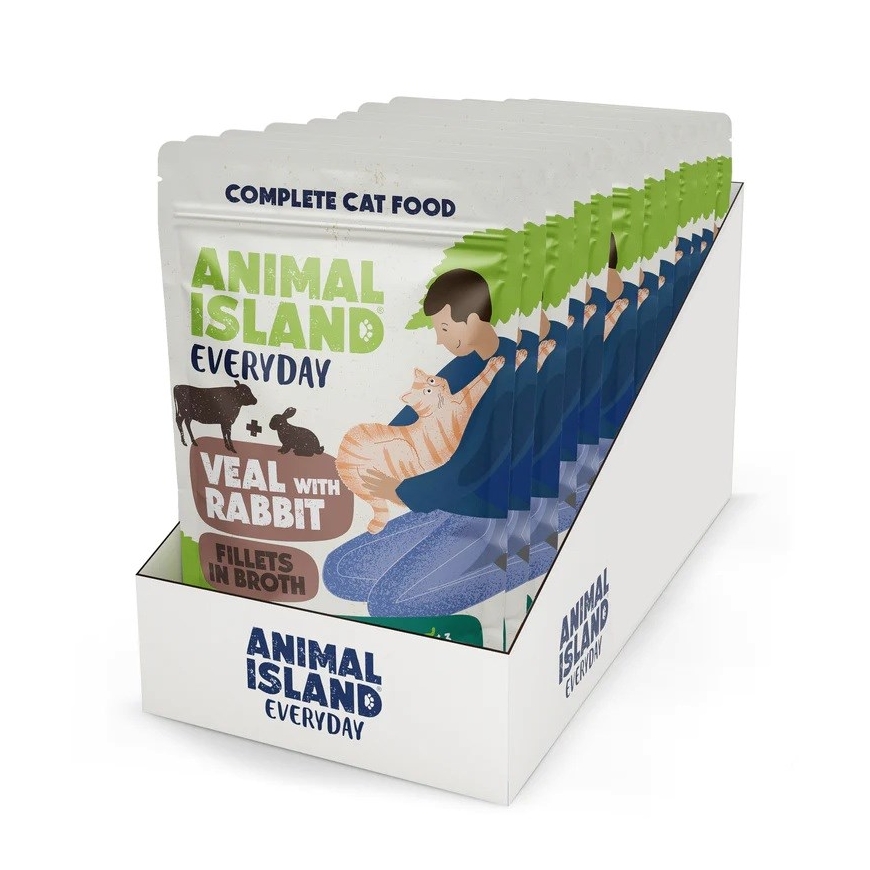 ANIMAL ISLAND Veisiga ja küüliku fileed puljongis - märg kassitoit - 12x85g