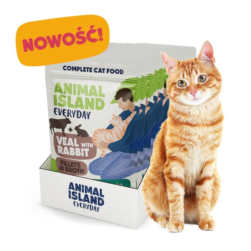 ANIMAL ISLAND Vasikan ja kanin filéet liemessä - märkä kissanruoka - 12x85g – 2