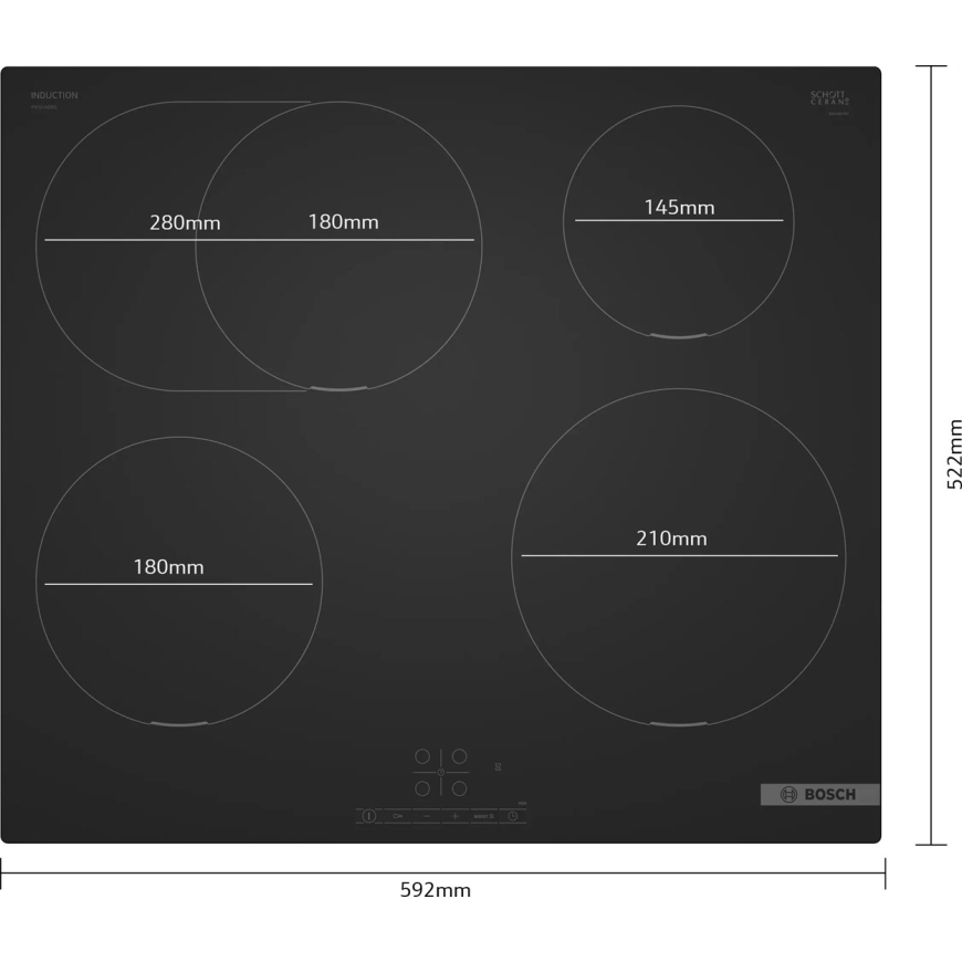 Bosch PIF61ABB5E hob Black Built-in 60 cm Zone induction hob 4 zone(s) – 4