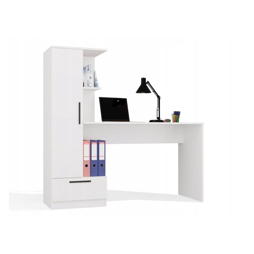 Cosmo Desk + Bookcase Set, White – 4