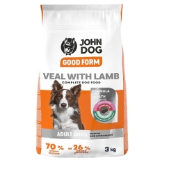 JOHN DOG Good Form Keskmise ja suurte tõugude jaoks Veiseliha koos lambalihaga - kuiva koeratoit - 3kg