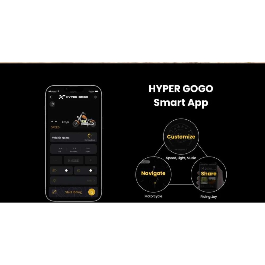 Hyper Gogo Cruiser 12 Plus Электрический мотоцикл с приложением - синий – 5