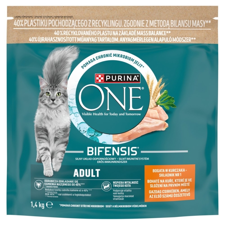 PURINA One Bifensis suaugusiųjų sausas kačių ėdalas, turintis vištienos - 1,4 kg