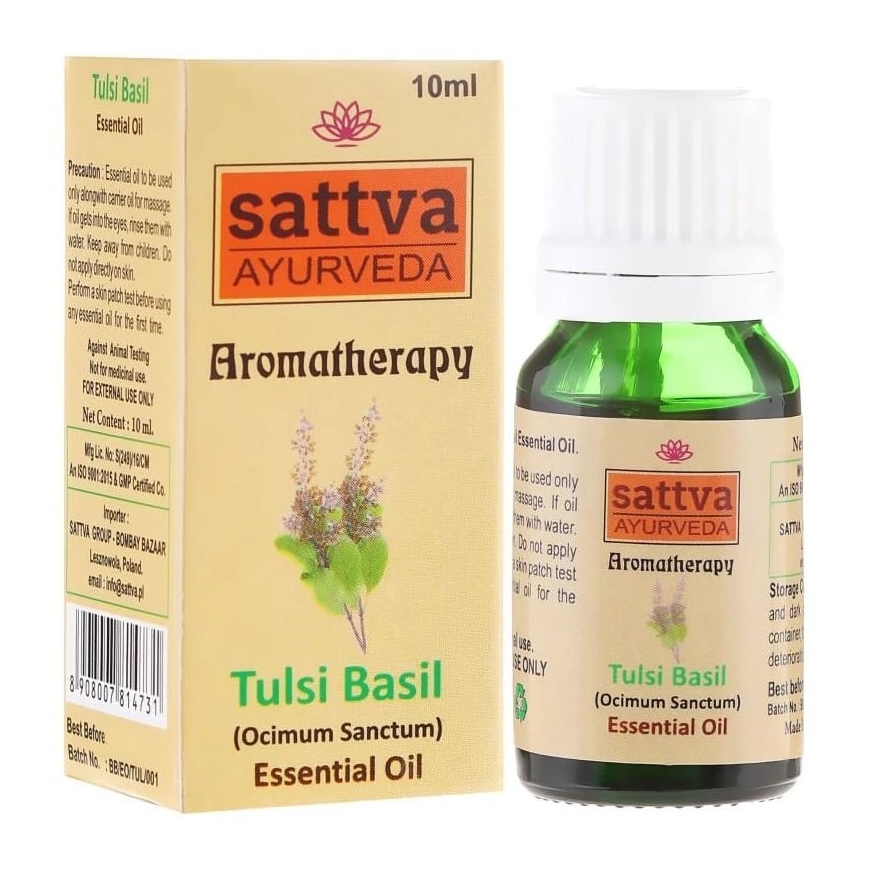 Pyhän Basilikan Tulsi-eteerinen öljy, Sattva Ayurveda, 10ml – 3