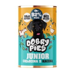 DOBRY PIES Junior Vasikka Ankka – märkäruoka koirille – 400g