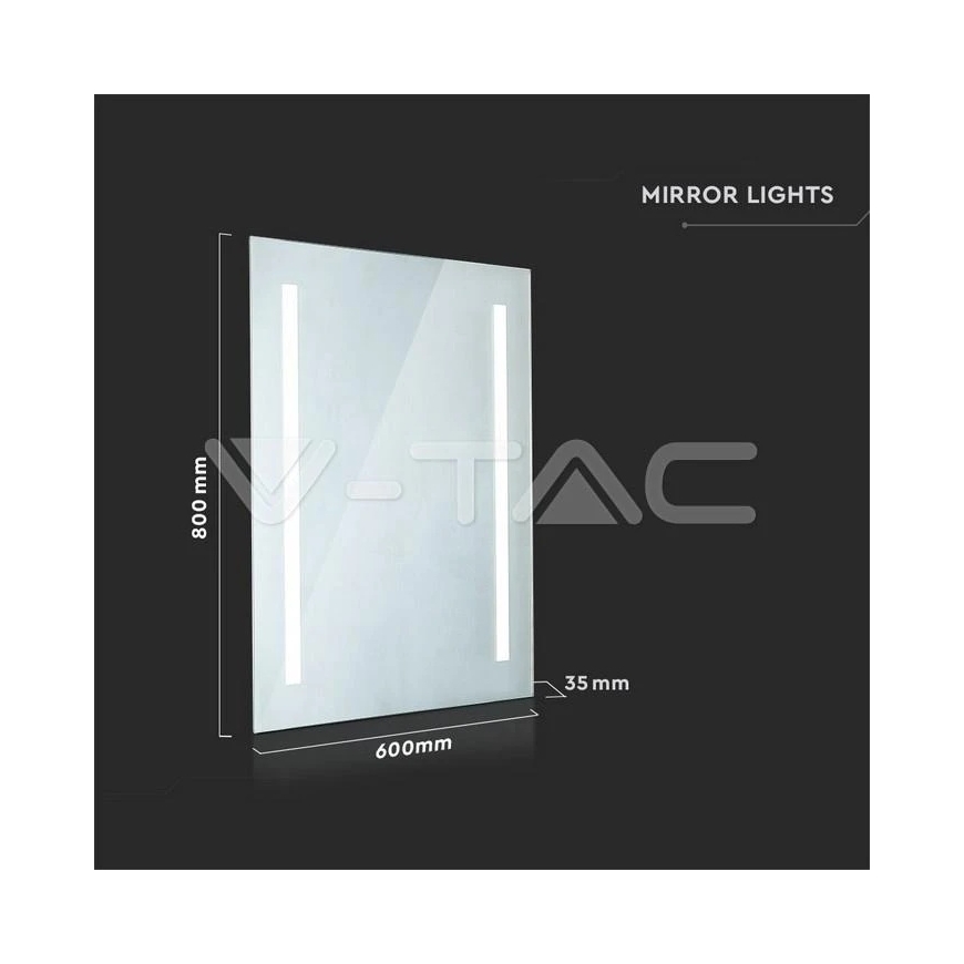 Seinalamp V-tac Peegel 7W LED valgustusega, kroomitud viimistlus, 6400K