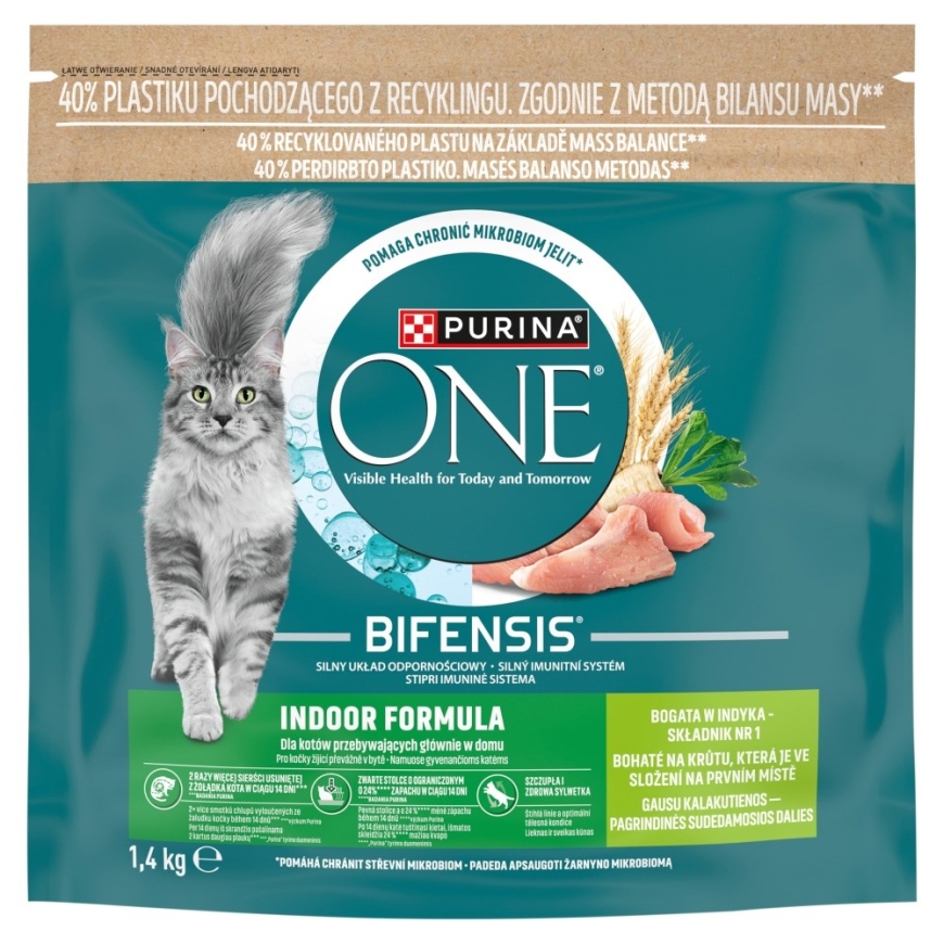 PURINA One Bifensis Indoor Kanasravinto, jossa on kalkkunaa - kuivaruoka kissoille - 750 g