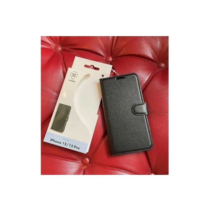 X-SHIELD X-Shield iPhone 12/12 Pro Melns Flip maciņš
