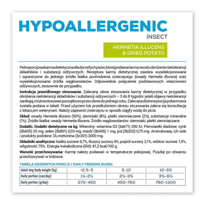 VETEXPERT veterinarinė dieta hipoalerginė vabzdžių – šlapio maisto šunims – 375 g – 2