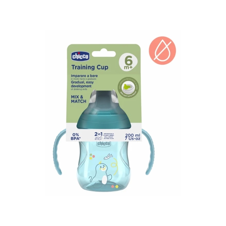 Chicco Кружка с жестким носиком 200мл бирюзовая 6м+ – 3