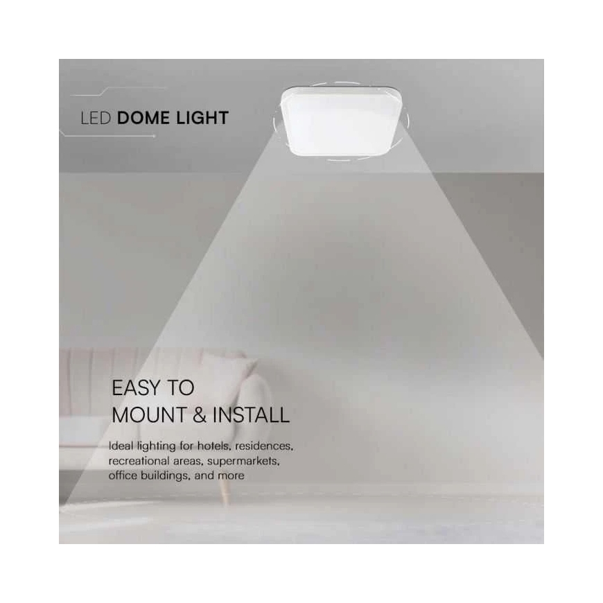 V-tac 24W LED virsmas sienas lampa, kvadrāts, balts, 4000K, IP44 – 3