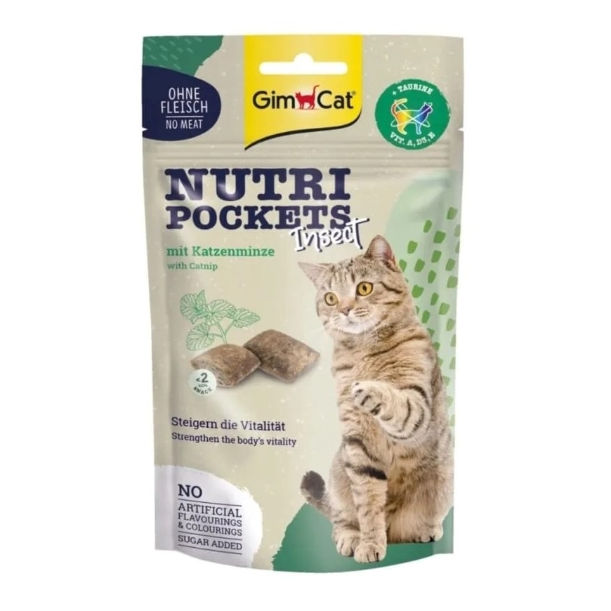 GIMCAT Nutri Pockets Insekti ar kaķu zāli - kaķu našķi - 60g