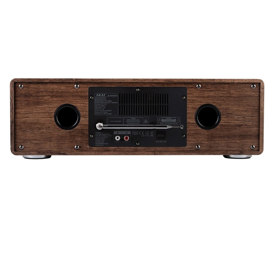 AKAI AM-100 RHAPSODY Stereo sistēma 30W RMS, Bluetooth 5.0, DAB+/FM, CD/USB, AUX, brūna melna – 3