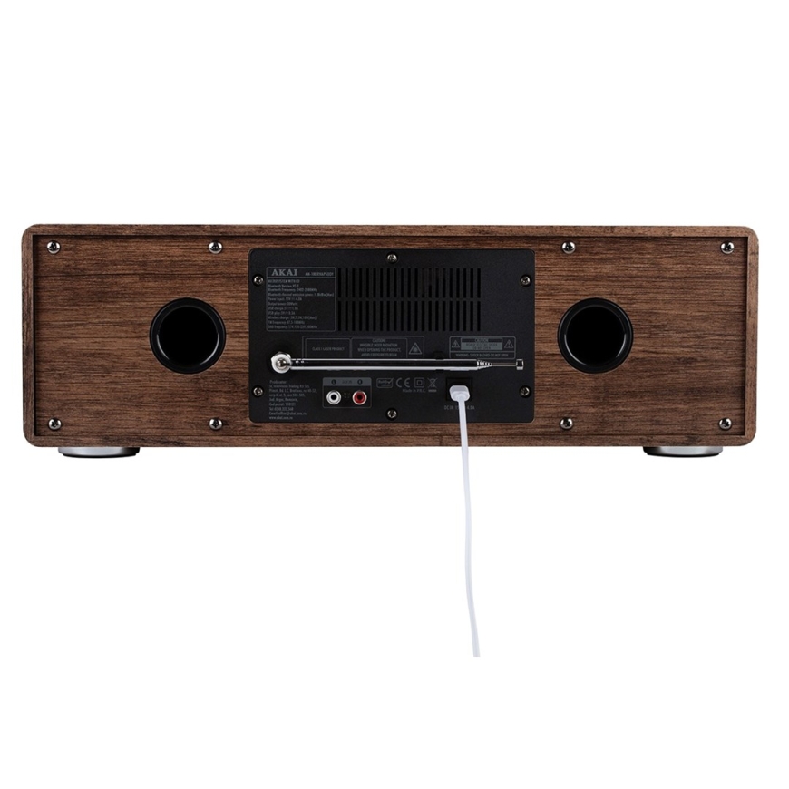 AKAI AM-100 RHAPSODY Stereojärjestelmä 30W RMS, Bluetooth 5.0, DAB+/FM, CD/USB, AUX, ruskea musta – 4