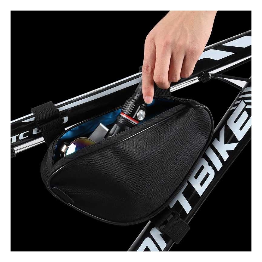 Wozy 11BK Double Fix Waterproof Bicycle Front Frame Bag 1.5L