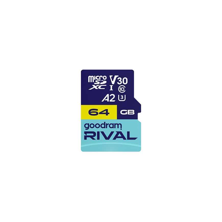 GOODRAM RIVAL M2AA 64 ГБ MicroSDXC V30 A2 UHS-I U3 + адаптер (GGSM2AA-0640R12)